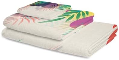 Smile Sunflower 3 Pcs Bath Towel Set with Abstract Leaves Pattern