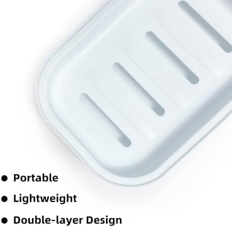 Double Layer Draining Soap Dish with Lid - Light Blue