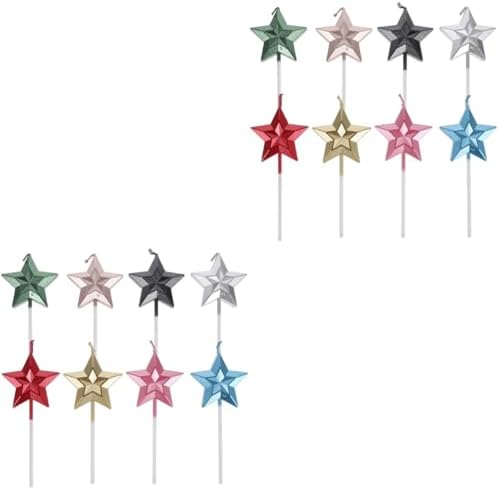 Alipis 16 Pcs 3D Star Birthday Cake Candle Decorations