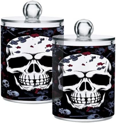 YETTASBIN 2Pack Clear Jars with Lid for Cotton Swabs and More