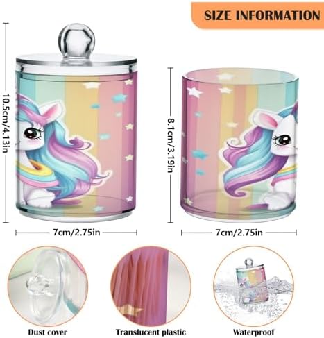 YETTASBIN Clear Storage Jars 2 Pack for Cotton Swabs Bathroom Organization