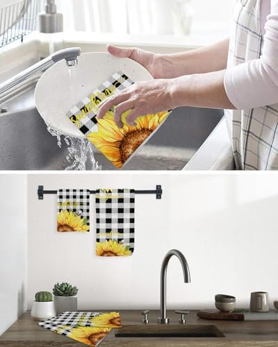 Falaniique Waffle Plaid Dish Towel Set of 2