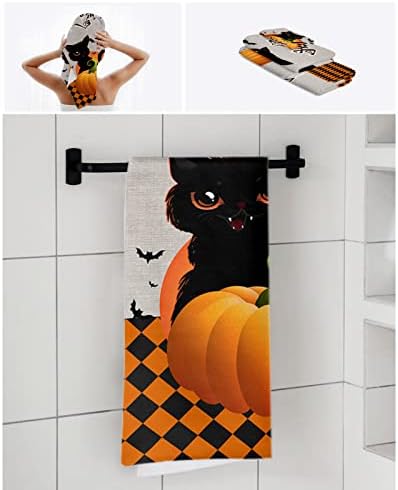 Chees D Zone Fall Pumpkin Halloween Orange Plaid Bath Towel Set
