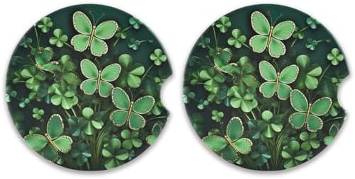 Takiito St Patrick Clover Car Coasters 2 Pack