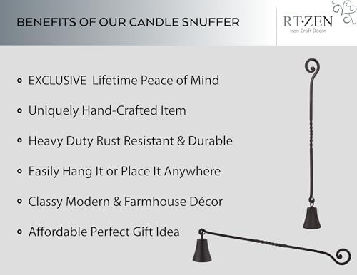 RTZEN Antique Bell Candle Snuffer - Handcrafted Wrought Iron Candlesnuffer with Long Handle