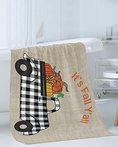 Thanksgiving Bath Towel Set of 3 with Pumpkin Design