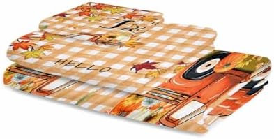 Double Love Thanksgiving Plaid Towel Set - Fall Orange Pattern