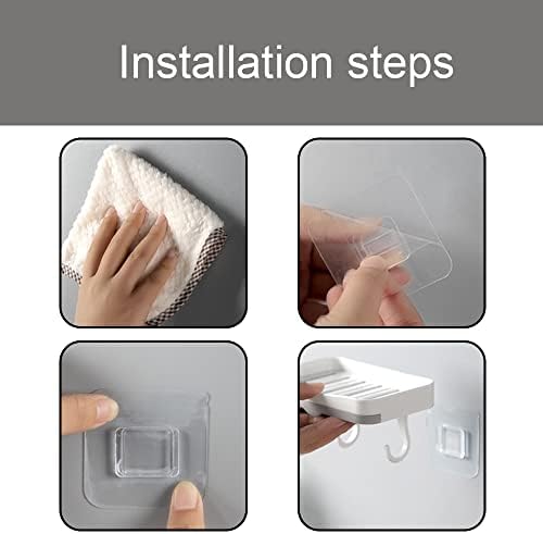Wall Mounted Soap Dish with Detachable Hooks and Strong Adhesive