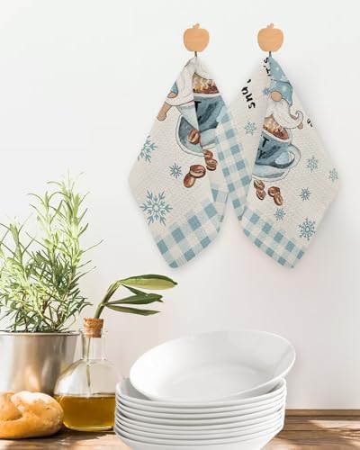 Falaniique Blue Gnomes Waffle Towel Set of 2