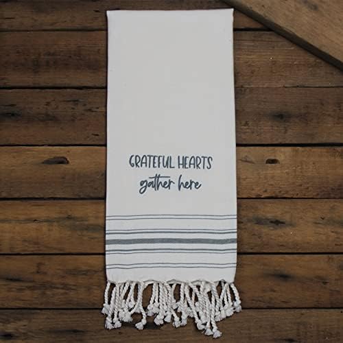 Home Collection by Raghu Cream Grateful Hearts Towel Set of 2