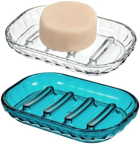 Qianyu 2 Pcs Clear Soap Saver Holder for Bathroom and Kitchen