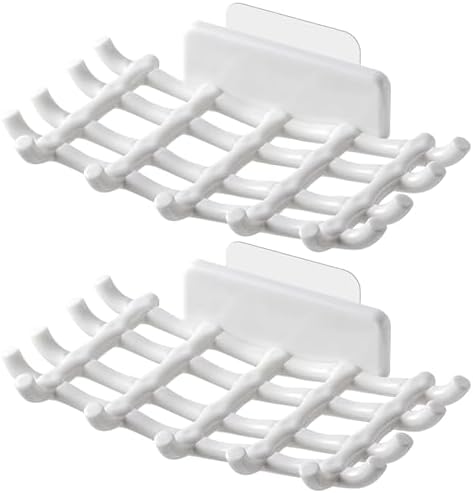 Wall-Mounted Soap Holder with Rattan Design 2 Pack No Drilling Needed