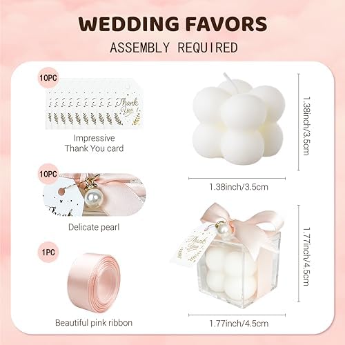 10 Sets Wedding Favors with Bubble Candles and Acrylic Boxes
