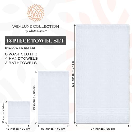 Wealuxe 12 Piece White Bath Towel Set