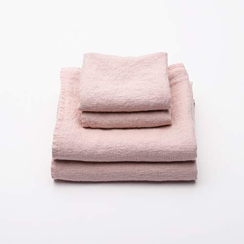 LinenMe 05512 Waffle Washed Linen Towel Set Rosa