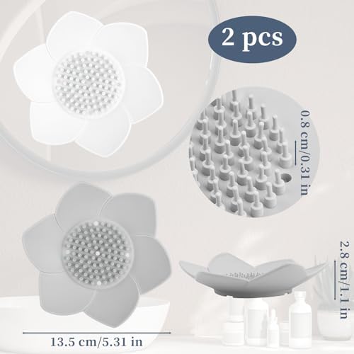 2 Pack Lotus Shower Steamer Trays - Elegant White Gray Design