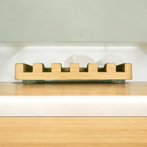 BLULEVAR Bamboo Soap Dish with Waterfall Drain