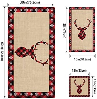 Christmas Bath Towels Set of 3 - Elk Pattern Decor