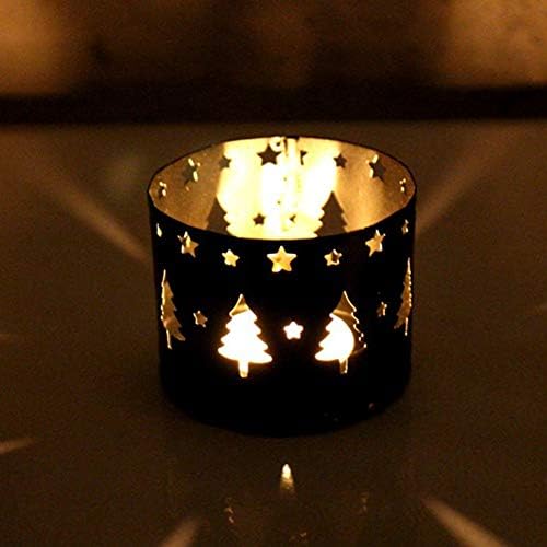 Klun Black Christmas Tree Candle Holder with Elk and Snowflake