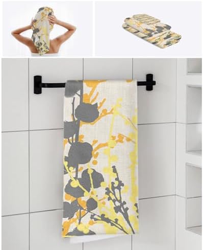 Smile Sunflower 3 Pcs Bath Towels Set Yellow Linen Texture