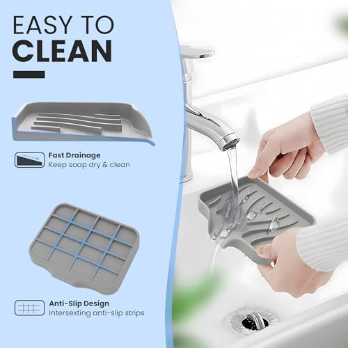Rymss Silicone Soap Dish with Drain Spout - 47x35 Small