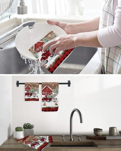Falaniique Christmas Red Waffle Towel Set of 2