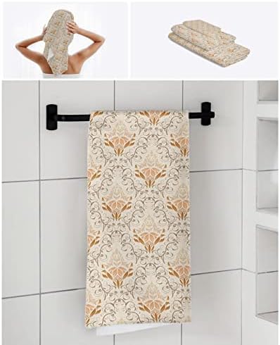 Shine-Home Retro Orange Paisley Towel Set for Bathroom
