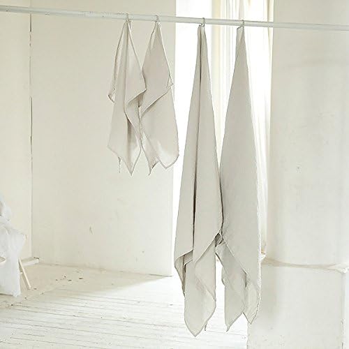 LinenMe 05373 Waffle Washed Linen Towel Set Silver