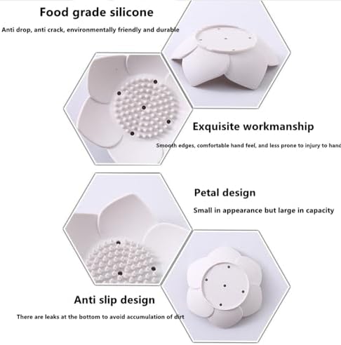 GXMRHWY Silicone Soap Dish Flower Shape White