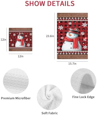 Falaniique Xmas Snowman Waffle Towel Set of 4