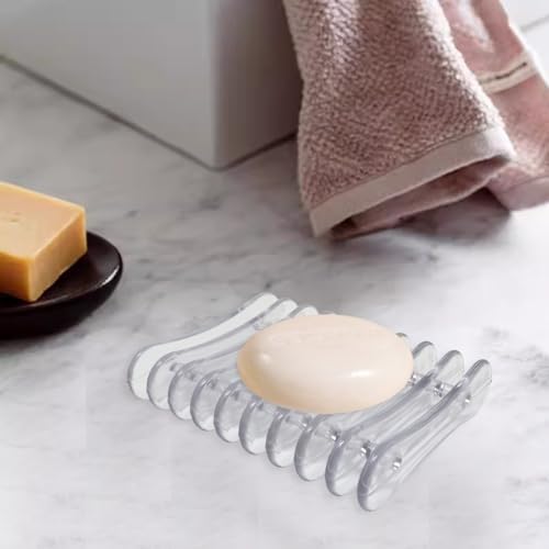 Yueton 2 Pack Clear Plastic Soap Holder with Self Draining Design 1