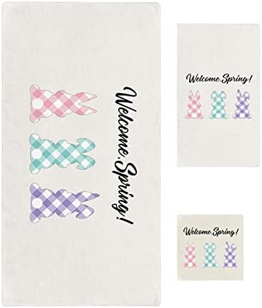 Anzona Easter Welcome Spring Bunny 3 Piece Towel Set