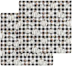 Falaniique Plaid Pumpkin Waffle Towel Set of 2