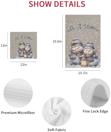 Falaniique Grey Snowman Waffle Dish Towels Set of 2