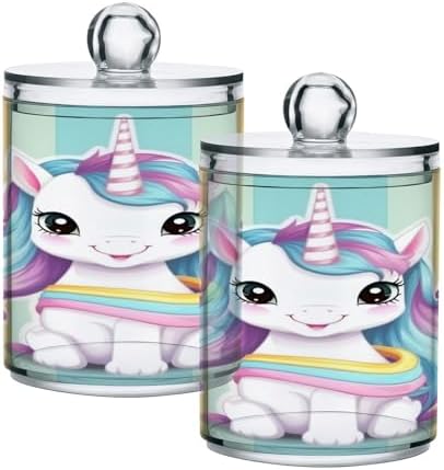 YETTASBIN Clear Storage Jars 2 Pack for Cotton Swabs Bathroom Organization
