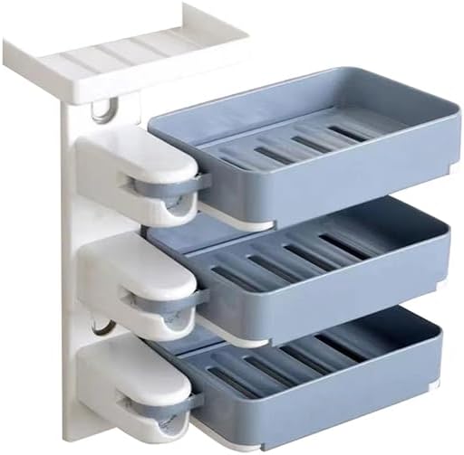 Wall Mount Soap Dish with Drainer Tray Grey