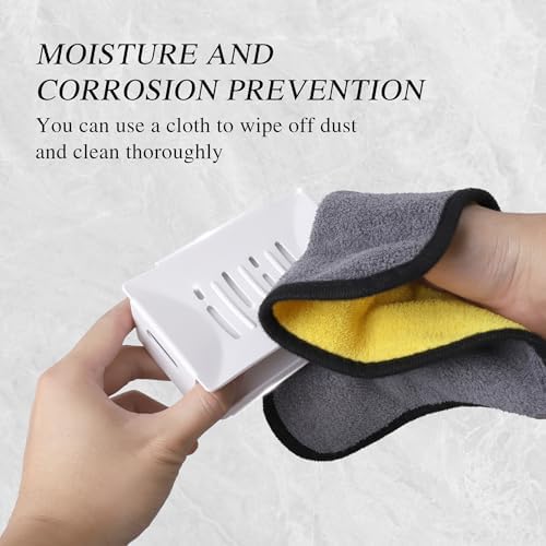 White Bathroom Soap Dish with Drain Spout and Sponge Holder