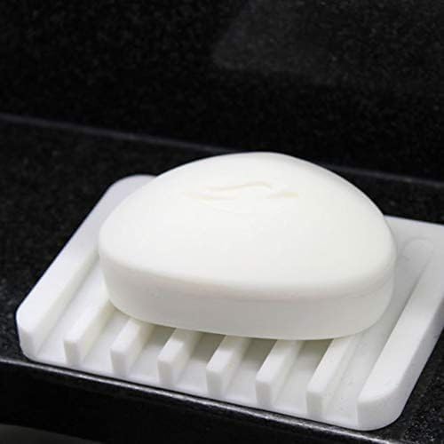 Talented Kitchen Silicone Soap Dish Drainer Tray White 1