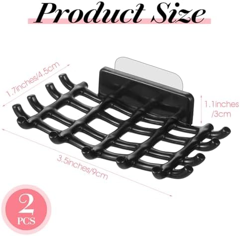 2 pcs Shower Soap Holder with Hooks - Black