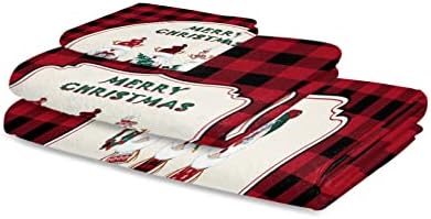 Shine-Home Check Red Black Towel Set for Bathroom 1