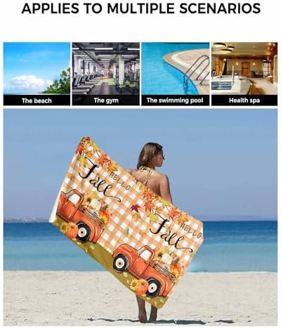 Double Love Thanksgiving Plaid Towel Set - Fall Orange Pattern