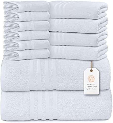 Wealuxe 12 Piece White Bath Towel Set