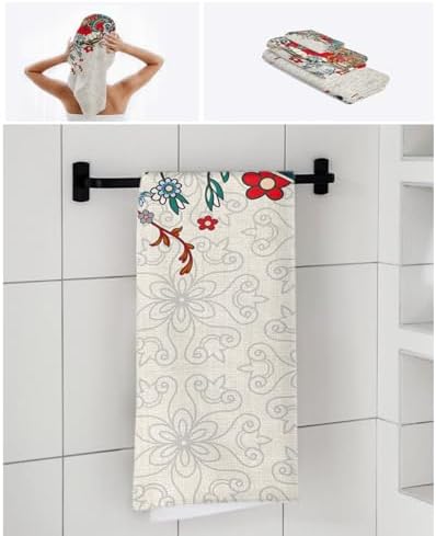 Smile Sunflower 3 Pcs Bath Towel Set - Boho Floral Linen Towels
