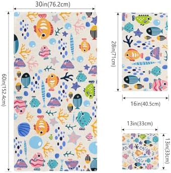 Smile Sunflower 3 Pcs Bath Towel Set - Cute Animal Fish Design