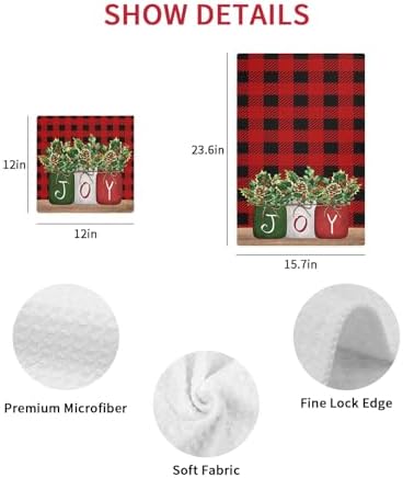Falaniique Christmas Plaid Waffle Towel Set of 4