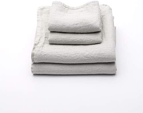 LinenMe 05373 Waffle Washed Linen Towel Set Silver