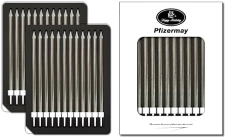 Pfizermay 24 Count Black Birthday Candles with Holders 1