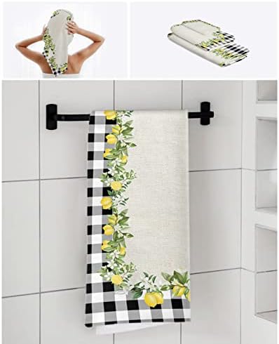 IDOWMAT Soft 3-Piece Towel Set - Geometric Plaid Bath Towels