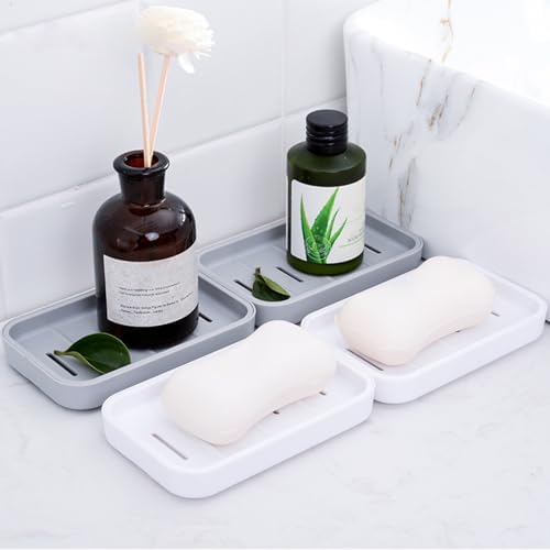 Staol 2PCS Plastic Soap Holder for Bathroom and Kitchen