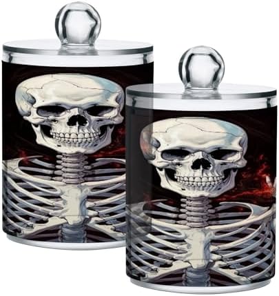 YETTASBIN Skeleton Clear Plastic Apothecary Jars 2 Pack